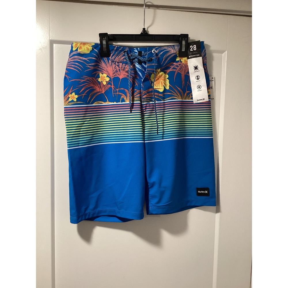 Hurley Phantom Board Shorts Mens 28 Blue Heroic Tropical Floral Stripe
